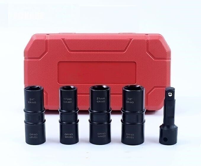1/2" Dr. 5pc Thin Wall Flip Impact Socket Set For CAR RIMS TIRES LUG NUTS Tool gallery