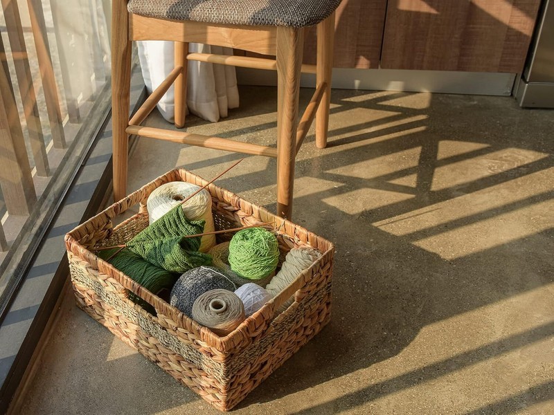 Rectangular Wicker Basket, Storage Basket with Built-In Handles, 1 Piece gallery