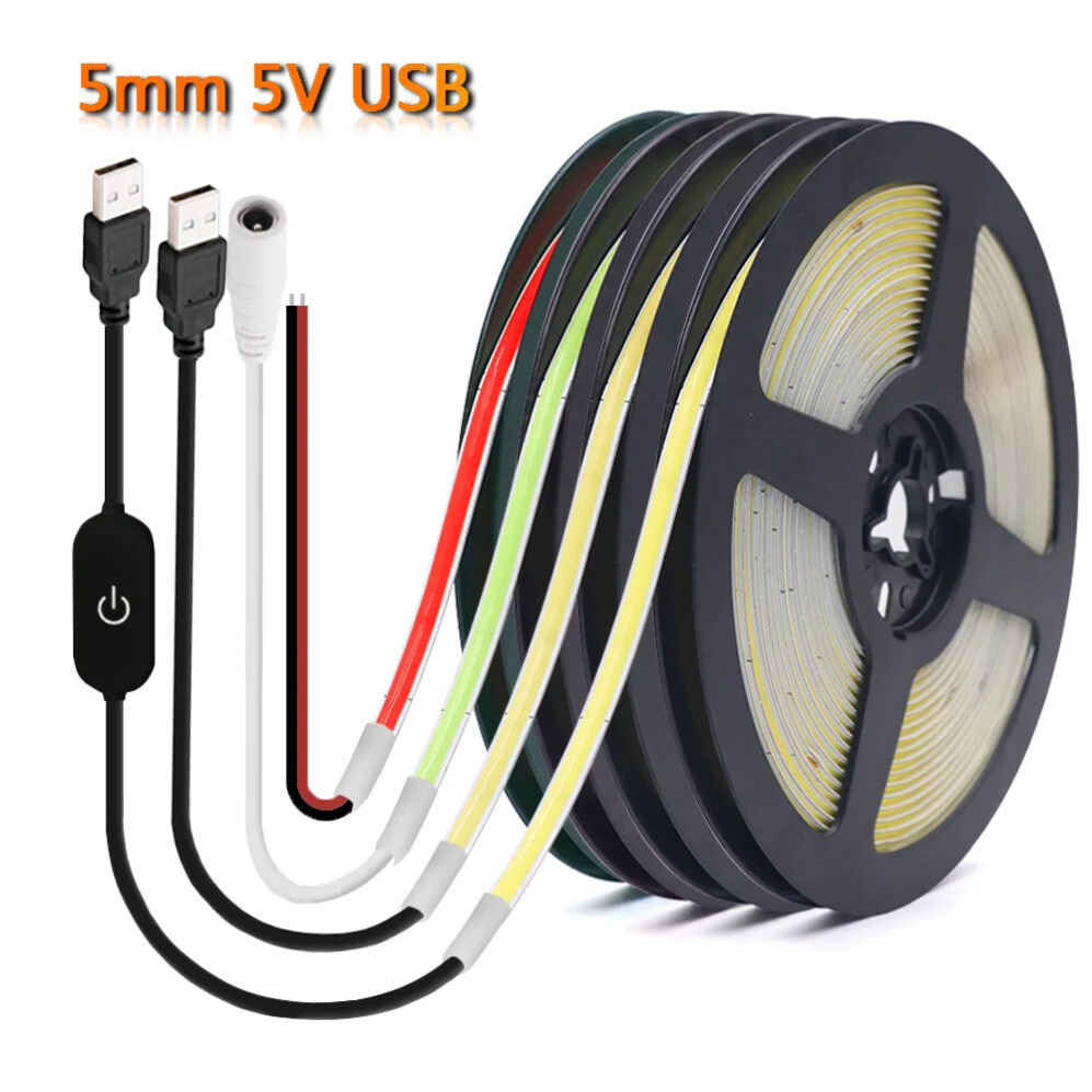 5mm 5V COB LED Strip Light Flexible 400Led/m High Density USB COB Led Tape Light gallery