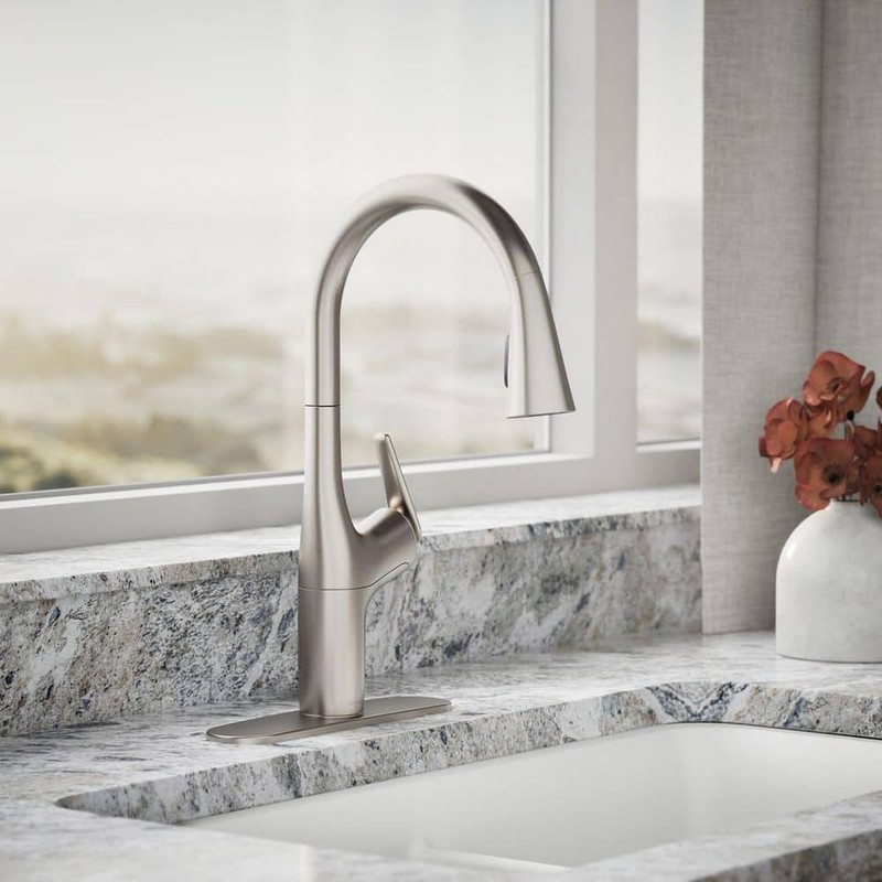 KOHLER Safia PullDown Kitchen Faucet Integrated Soap Dispenser Vibrant Stainless gallery