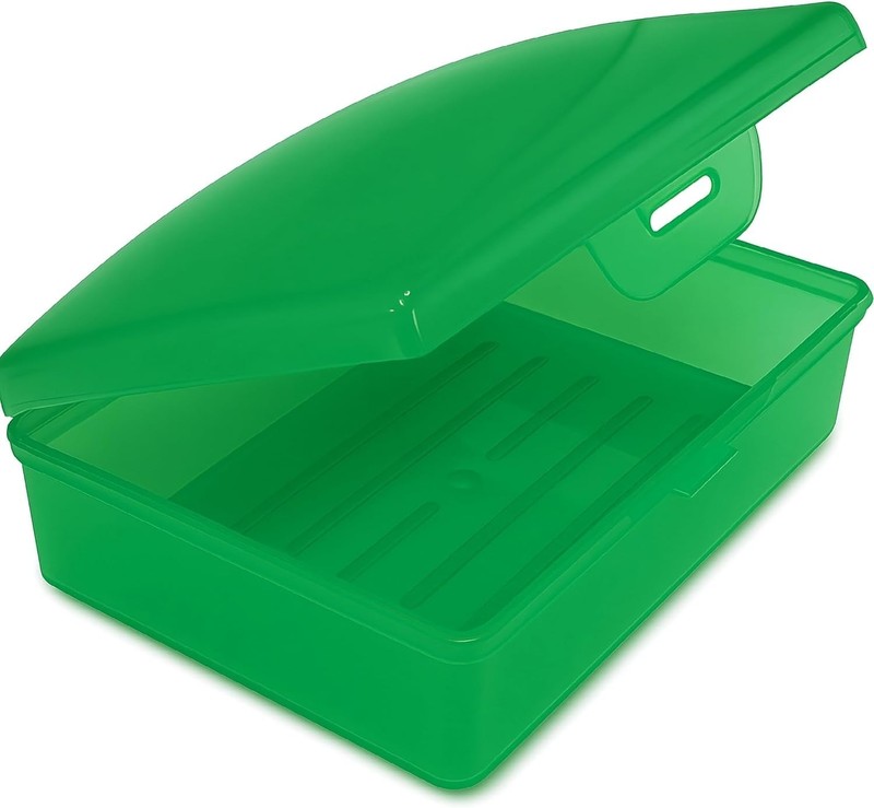 Practical Green Soap Box with Secure Hinged Lid - Perfect for Travel & Home Use gallery
