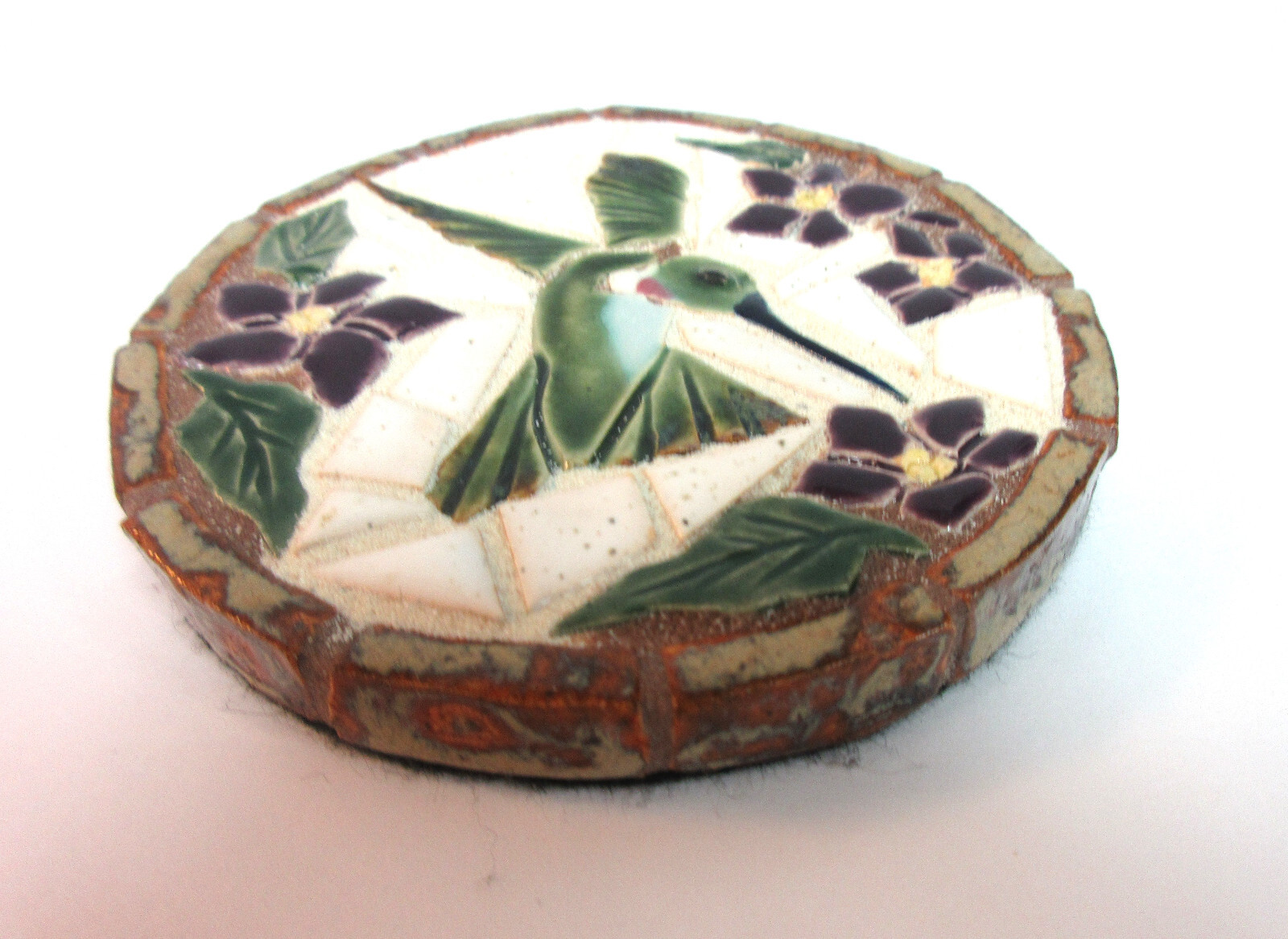 Hummingbird Mosaic Coaster, Mosaic Art Handmade Ceramic Tile Trivets, Purple gallery