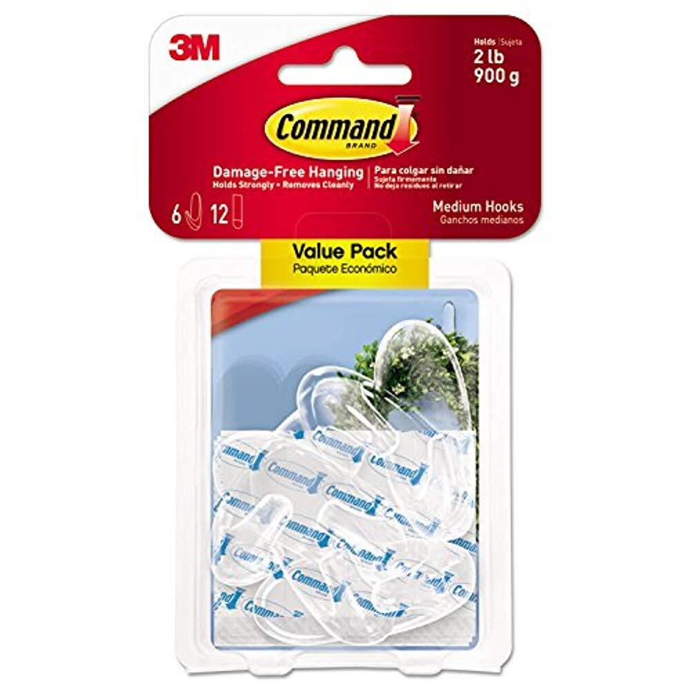 Command, 3M Clear Hooks Medium, 6 Count gallery
