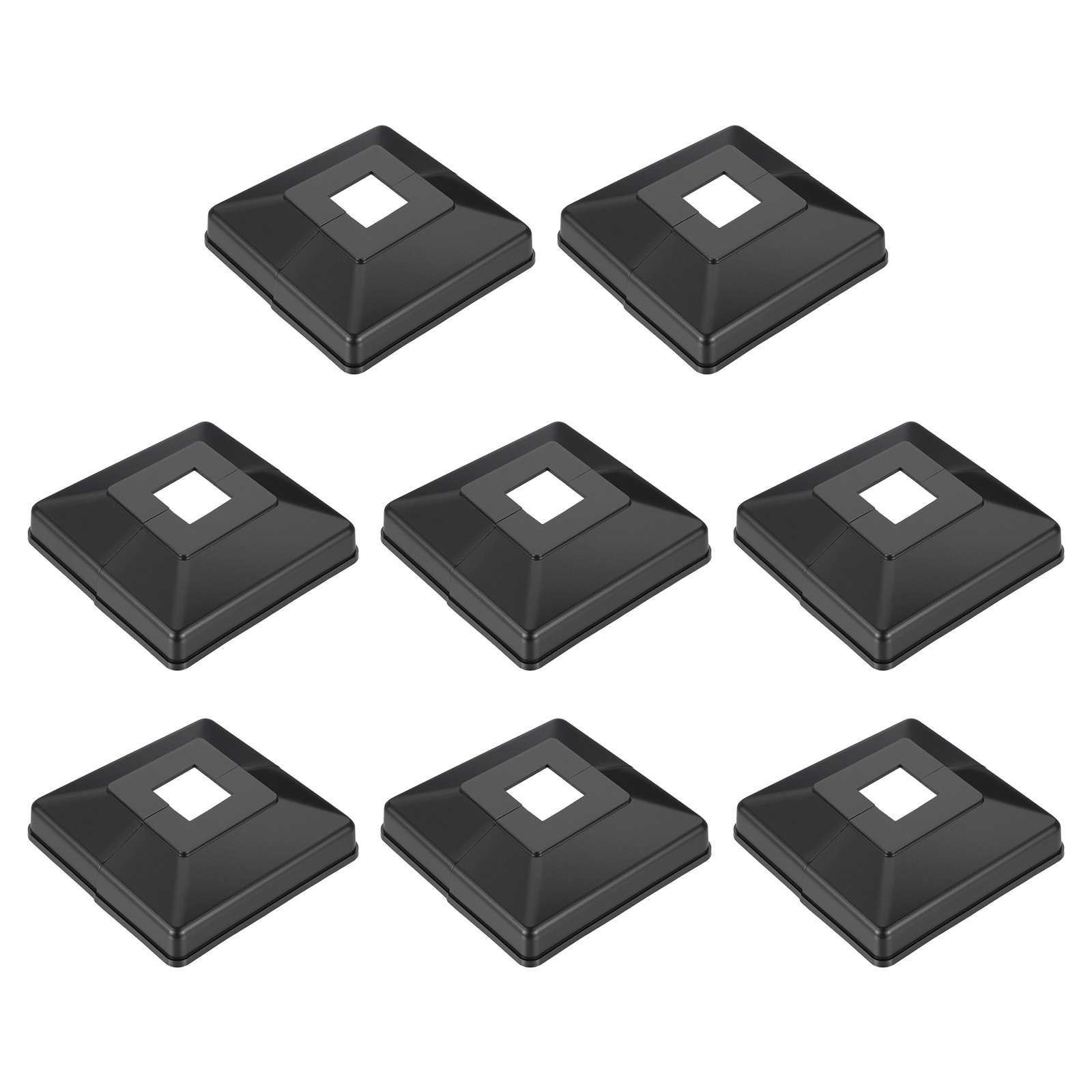 3.5x3.5 Inches Post Sleeve, Plastic Post Base Cover Column Wraps - 8pcs (Black) gallery