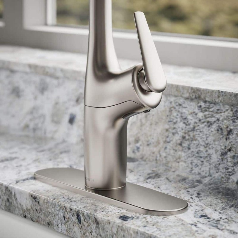 KOHLER Safia PullDown Kitchen Faucet Integrated Soap Dispenser Vibrant Stainless gallery