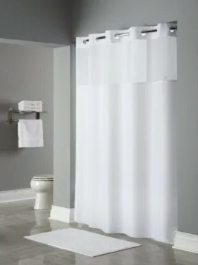 Hookless M6 S6 Gemini Shower Curtain White With Window & TPU Backing, gallery