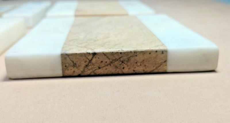 Creative Co-Op Marble Coasters Square White Brown Natural Color 4"x4" Set of 4 gallery