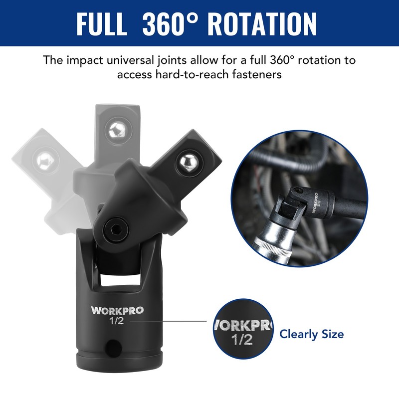WORKPRO 18-PCS Drive Tool Accessory Set 1/4"&3/8"&1/2" Socket Adapter Extensions gallery