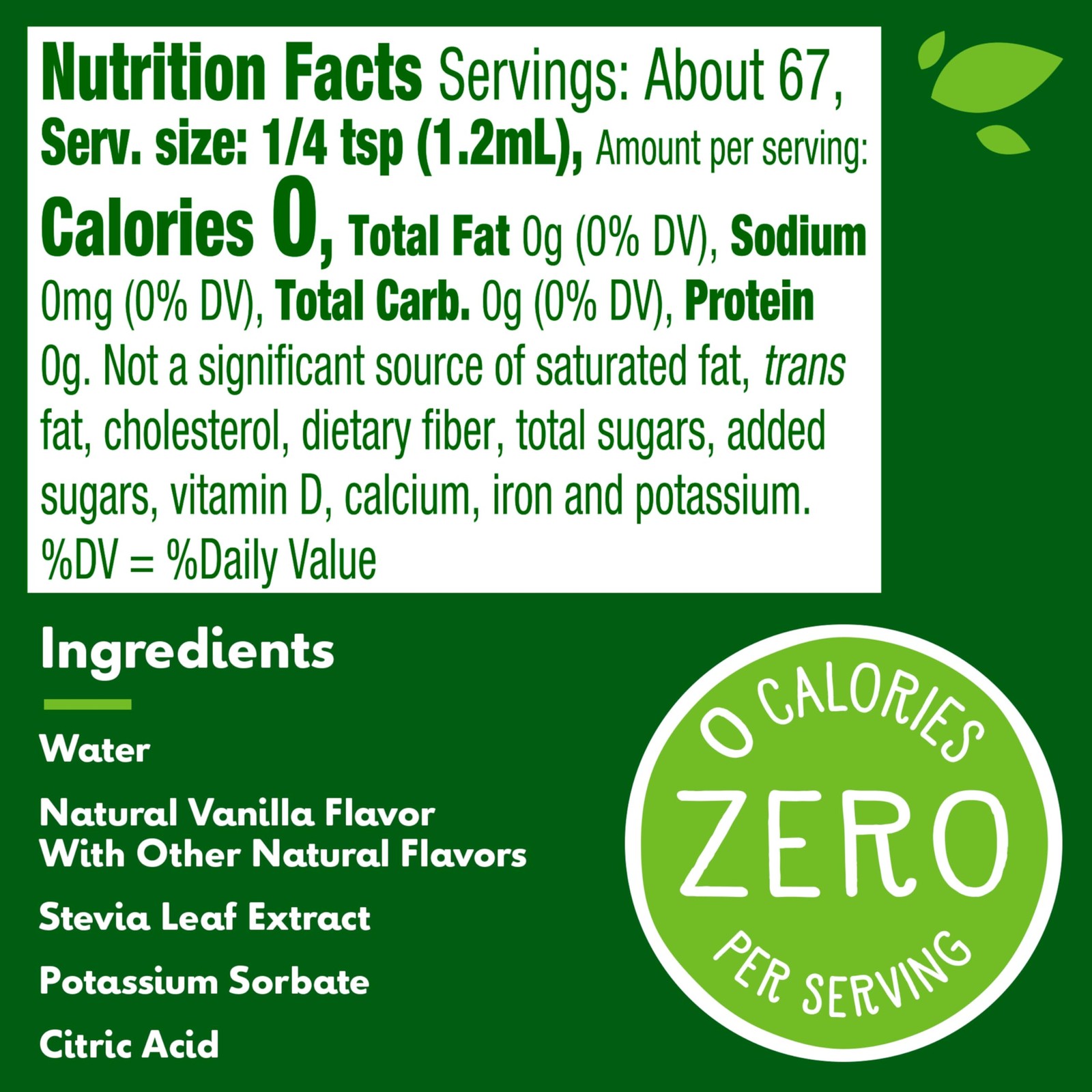 Zero-Calorie Liquid Sweetener from the Stevia Leaf, Vanilla Flavor, 2.7 Fl Oz... gallery