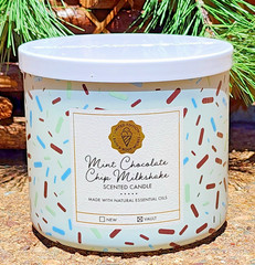 ☀️SUMMER-💚🍫🥤MINT CHOCOLATE CHIP MILKSHAKE~3 WICK CANDLE~Bath Body ~SHIP FREE