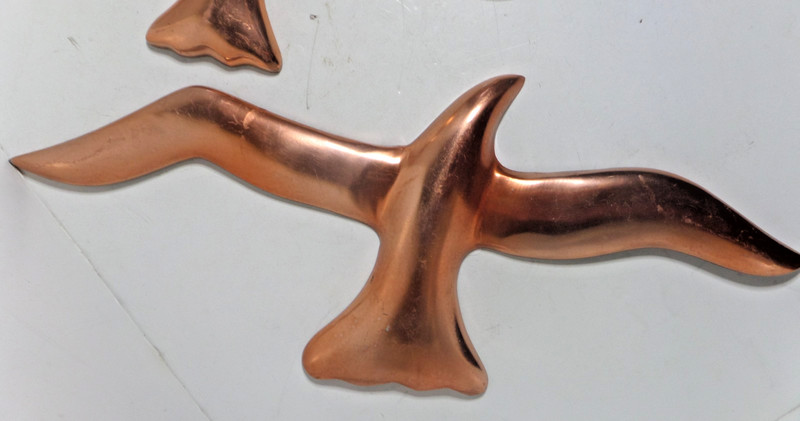 3 bird wall decorations copper colored aluminum vintage gallery