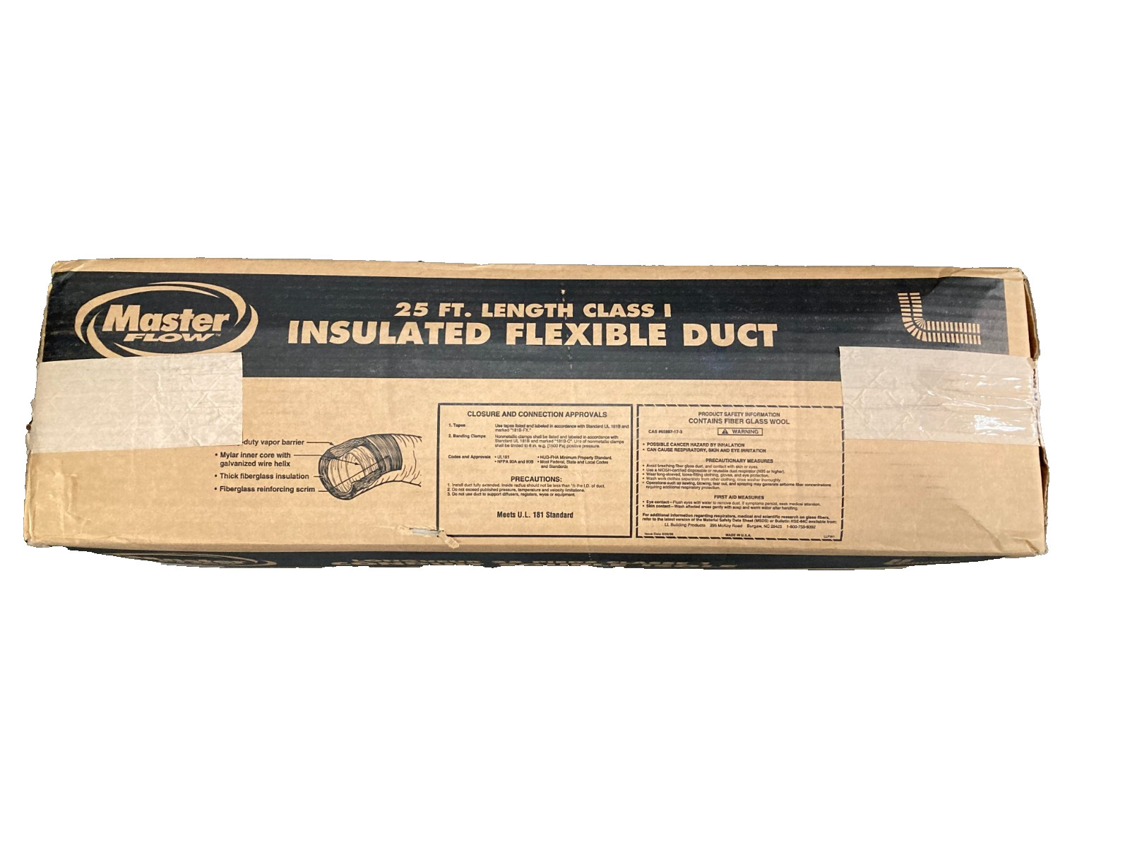 Master Flow 4 in x 25 Ft Flexible Duct R6 Heavy Duty Insulated Reflective Jacket gallery