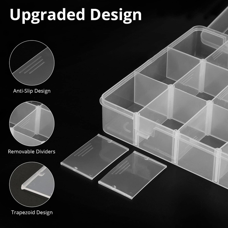 18 Grids Plastic Organizer Box Removable Dividers Clear Compartment Storage Bead gallery