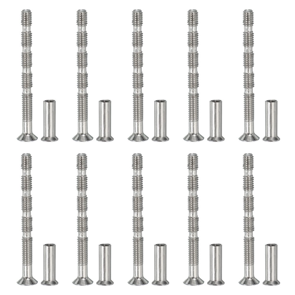 10 Set M4x45 Cabinet Screw Flat Countersunk Break Away Screw with Sleeve