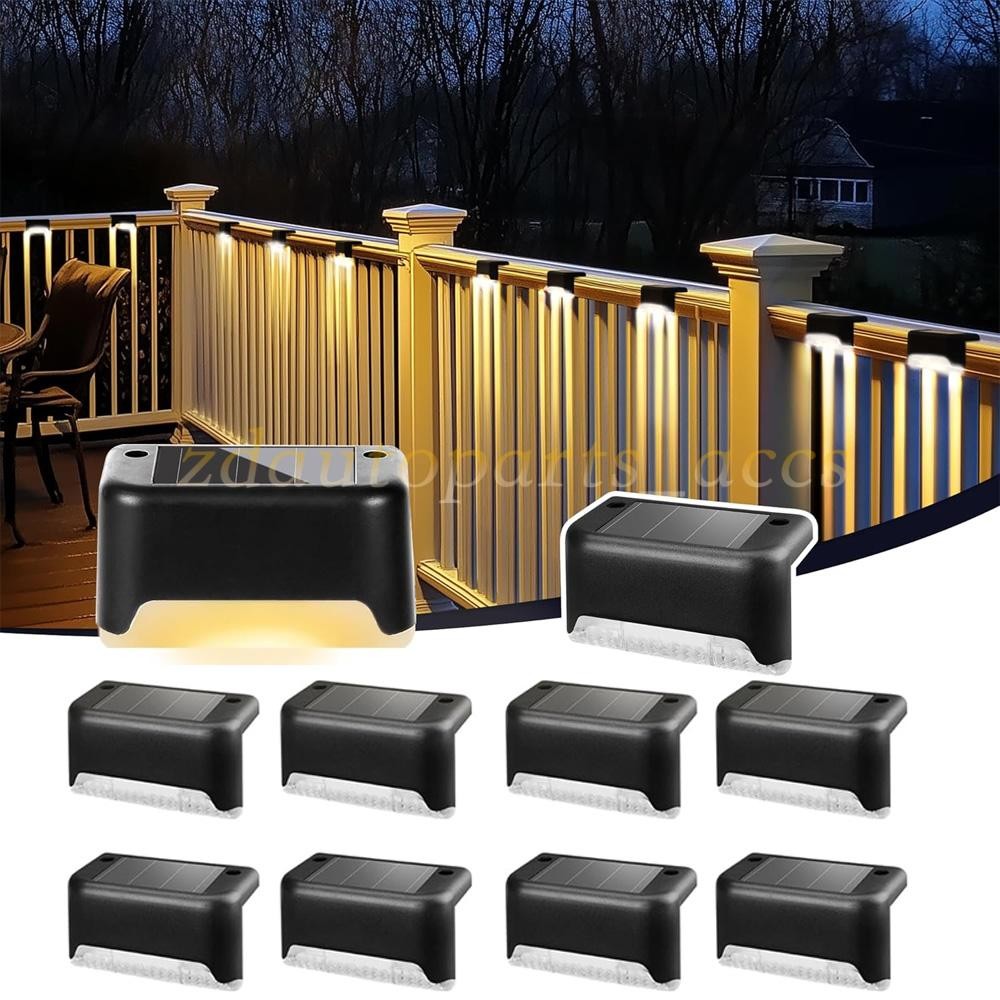 8 Pack LED Solar Fence Lights Dusk to Dawn Wall Garden Pathway Deck Lamp Outdoor gallery