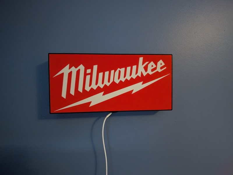 Milwaukee LED Light Box Sign - Tool Wall Art Garage Home Art Decor gallery