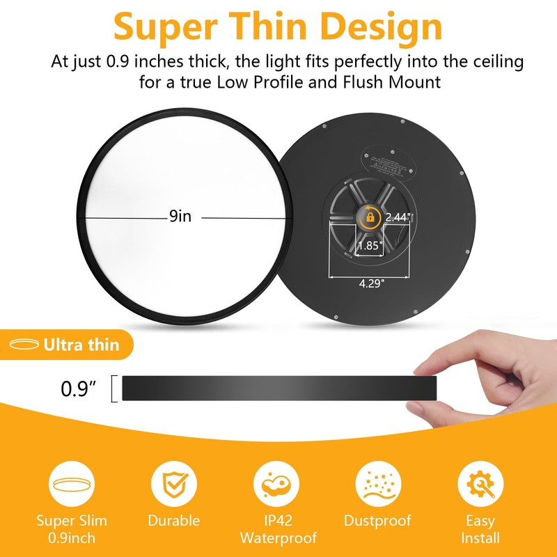 6 Pack 9" LED Flush Mount Ceiling Light - 3 Color Options, Ultra-Slim Design gallery