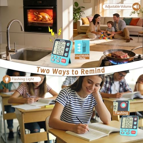 Digital Dual Triple Kitchen Timer, 3 Channels Magnetic Countdown YS318 Blue gallery