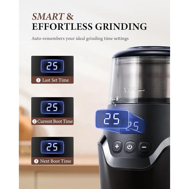 Smart Coffee Grinder Adjustable Silent Stainless Steel Removable Cup 63dB New gallery