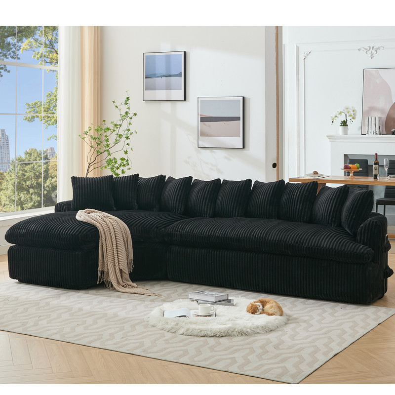 127'' Large Sectional Sofa L-Shape Sofa Couch Fabric Left Sofa w/Back Cushion gallery