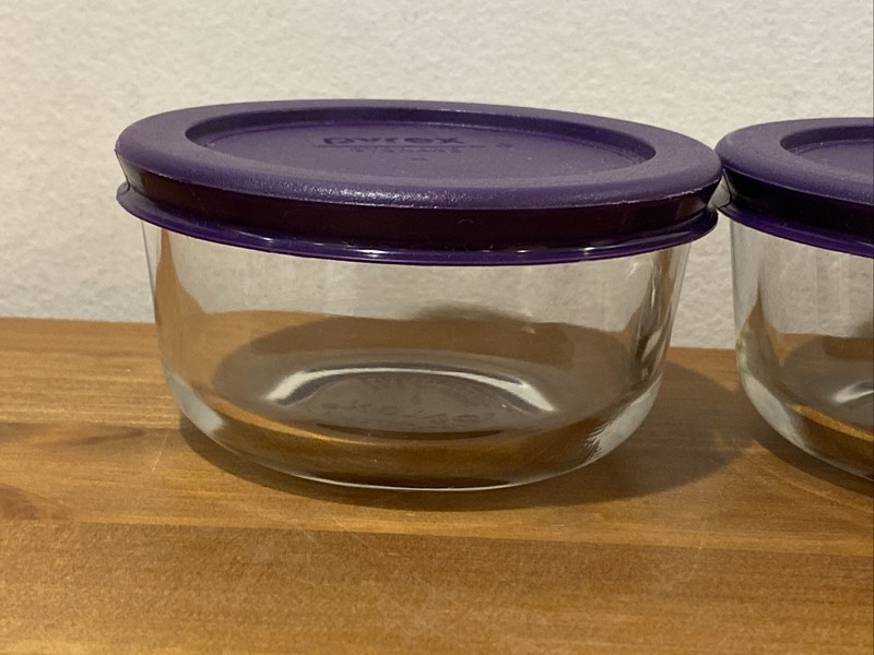 pyrex 7202A 1 Cup 236 mL Clear Round Glass Food Storage Bowl Lid Made in USA Set gallery
