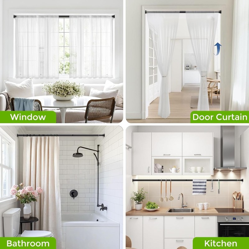 The curtain rod is suitable for windows ranging from 30 to 77 inches in size. gallery