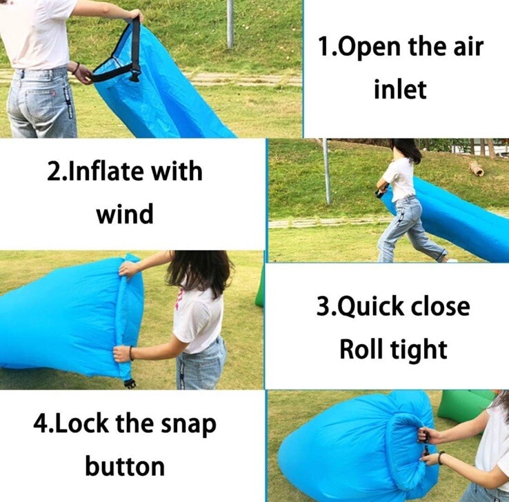 Inflatable Lounger with Carry Bag & Stake Lightweight & Waterproof (Pink) gallery