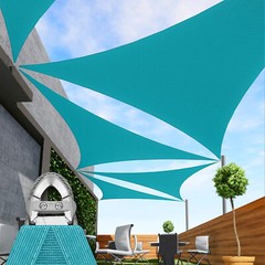 7/8/9ft Turquoise Equilateral Triangle Outdoor Steel Cable Sun Shade Sail 260GSM