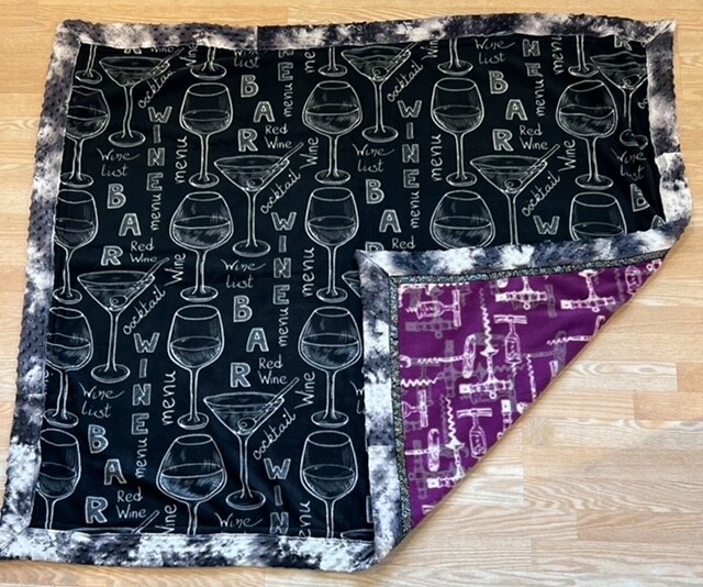 Handmade Double Thick Fleece Blanket. Hand tie, Cocktail Adult Gift. Present. gallery