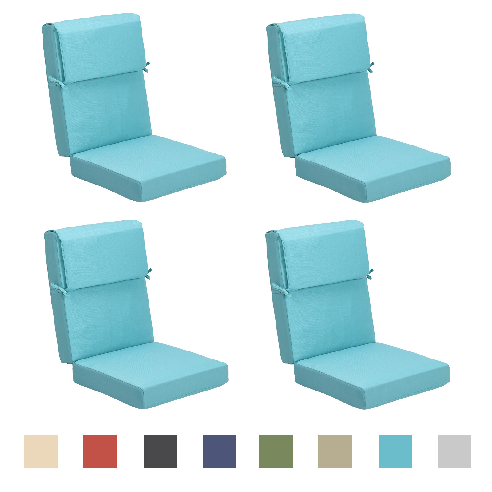 Aoodor 4PCS Patio High Back Chair Cushion Olefin Fabric Slipcover Sponge gallery