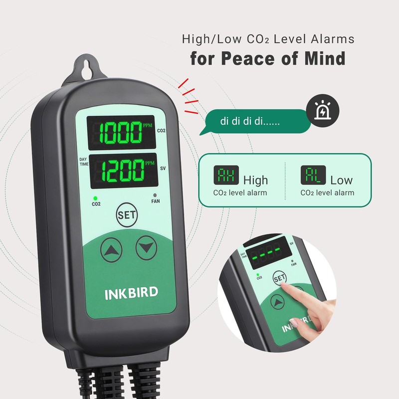 INKBIRD CO2 Controller Carbon Dioxide Built-in Photo Sensor 3 Running Modes 120V gallery