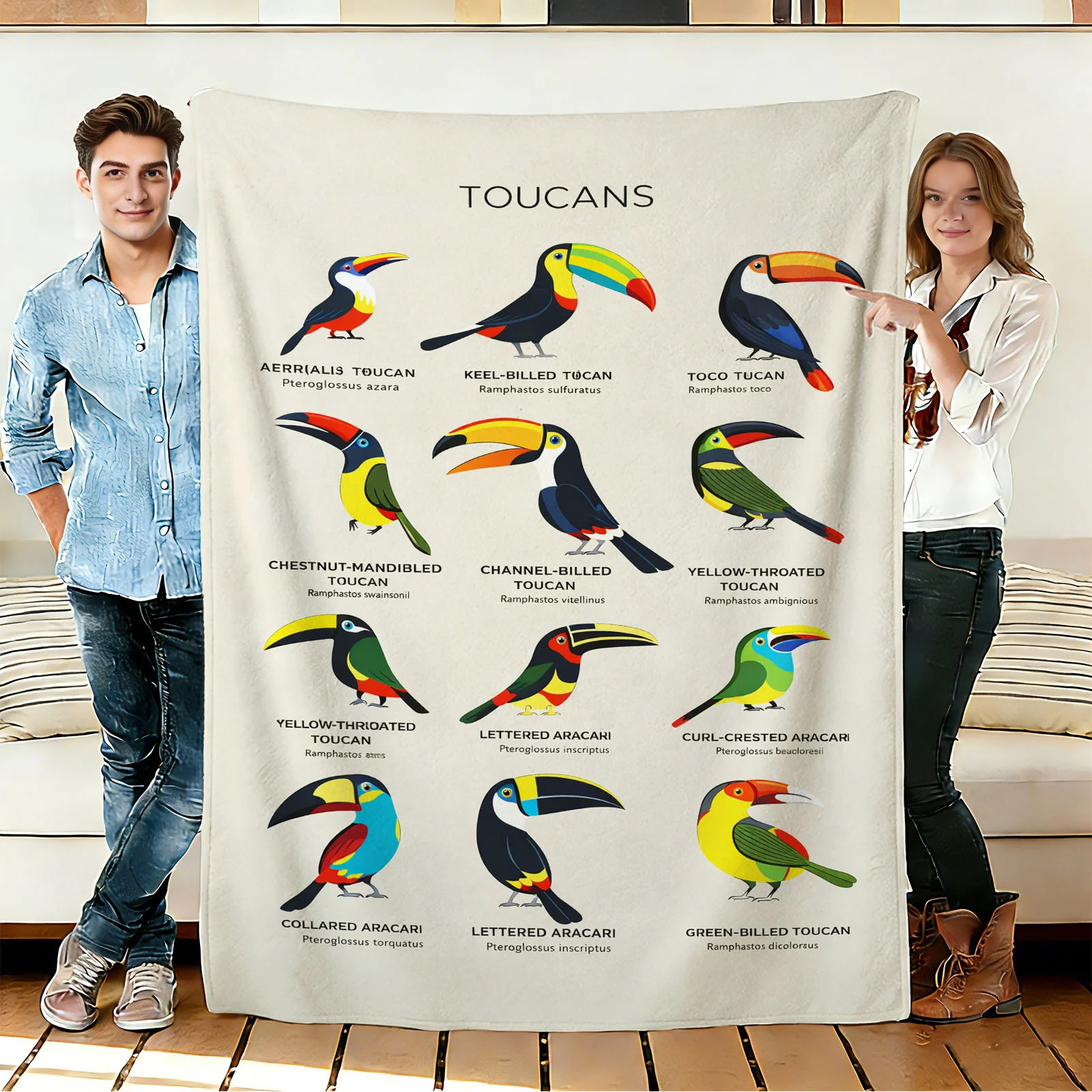 Toucan Pattern Flannel Blanket Soft Cozy Tapestry Napping Travel Use gallery