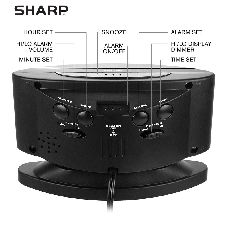 SHARP Home LED Digital Alarm Clock – Swivel Base - Outlet Powered, Simple gallery
