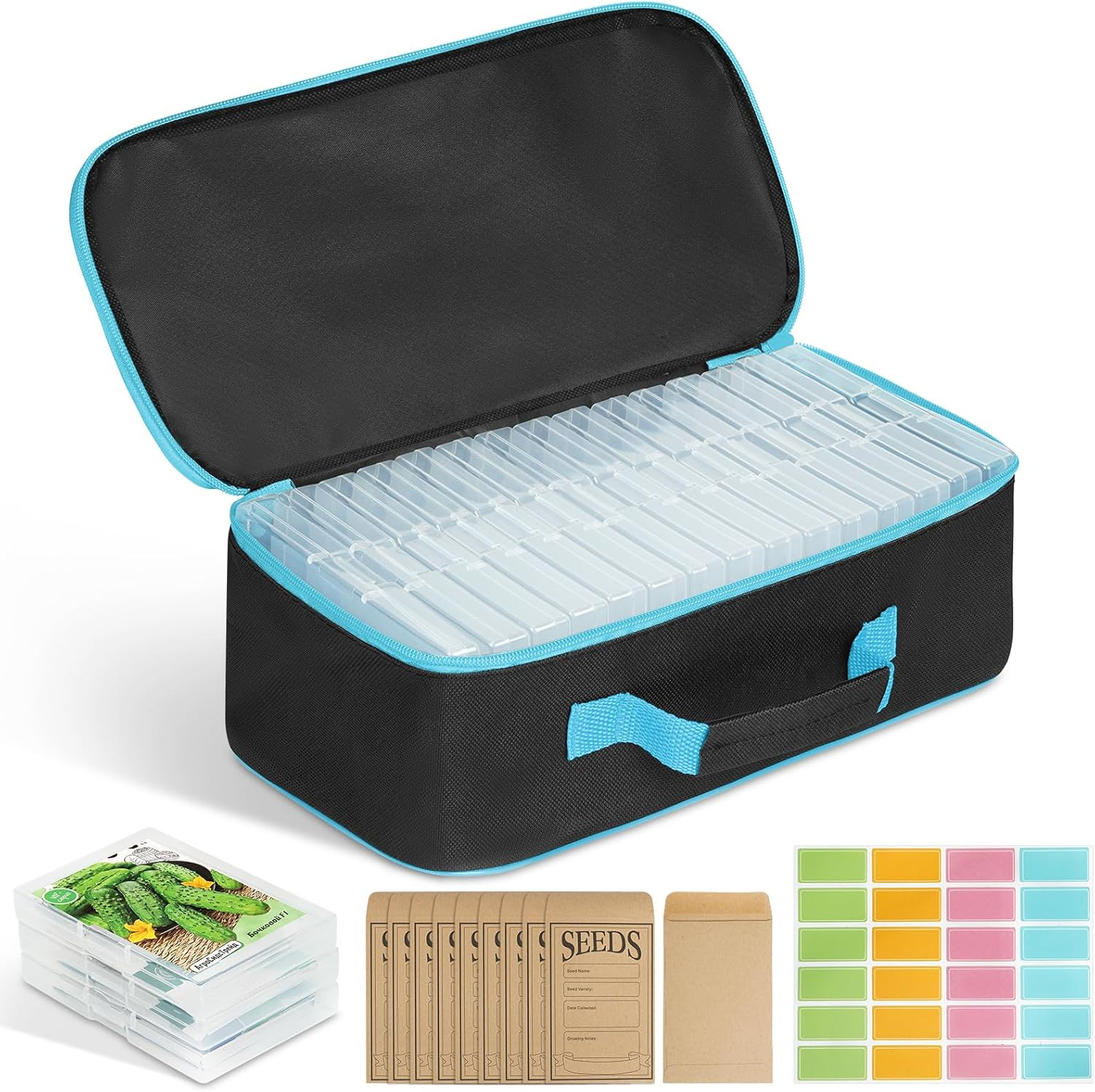 Seed Storage Organizer Box 15 Slots with Envelopes, Labels & Zipper Bag gallery
