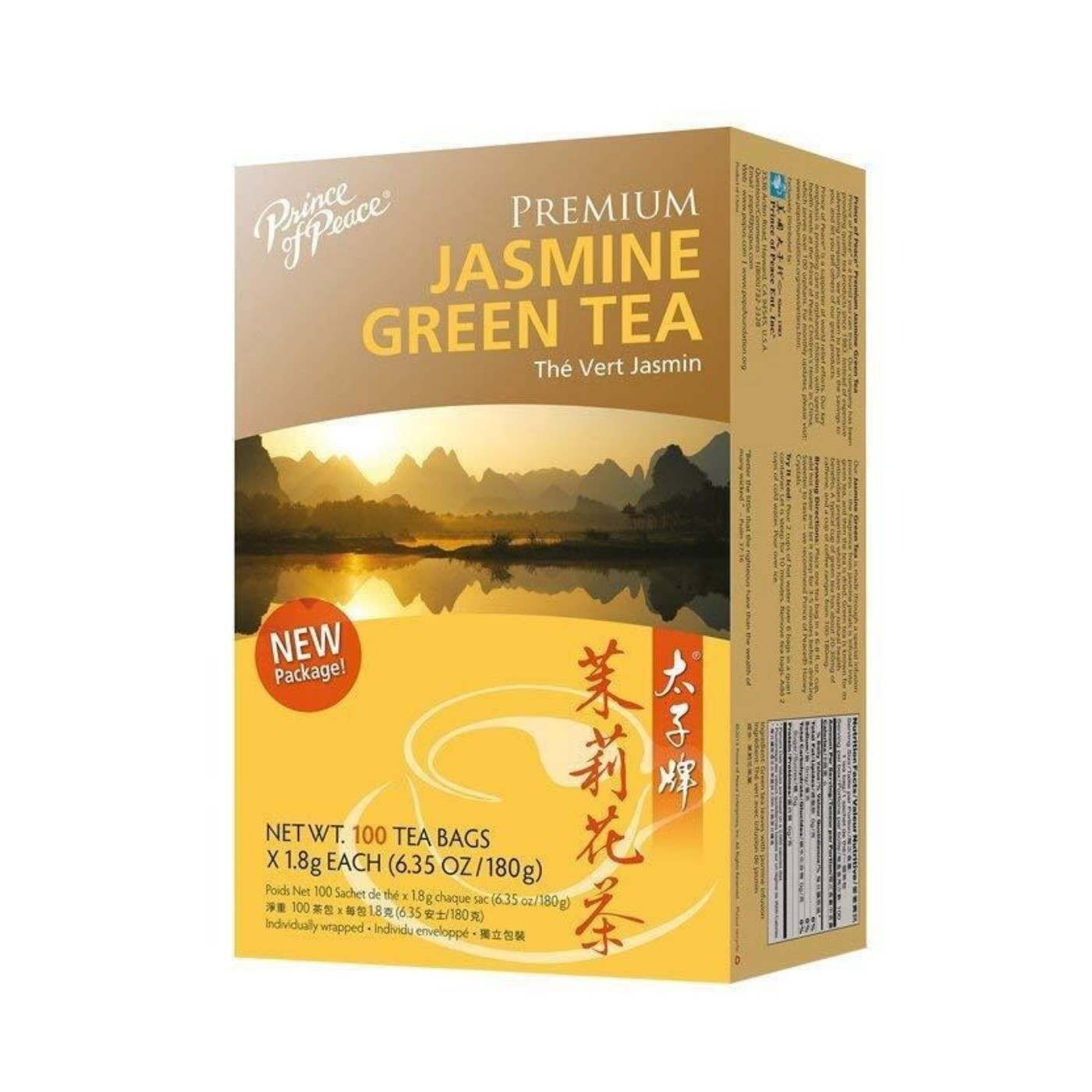 Premium Jasmine Green Tea, 100 Tea Bags Each Box -Prince of Peace gallery