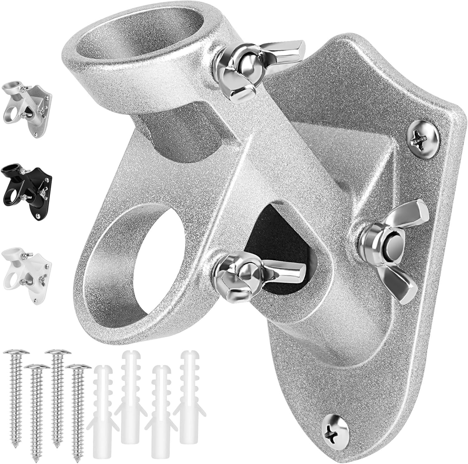 Flag Pole Holder, Outside House Bracket, Heavy Duty Metal Silver gallery