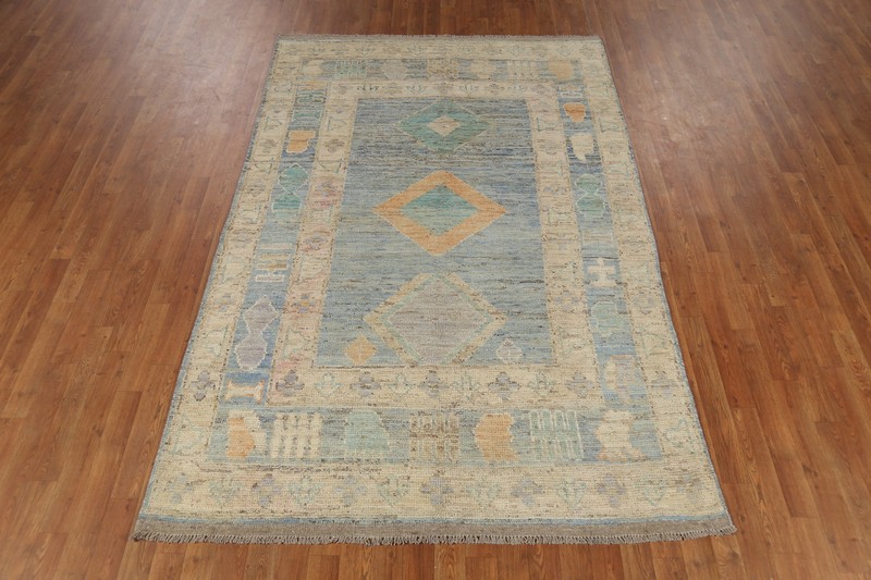Vegetable Dye Turkish Authentic Oushak Rug Hand-Knotted 5x8 ft Blue gallery