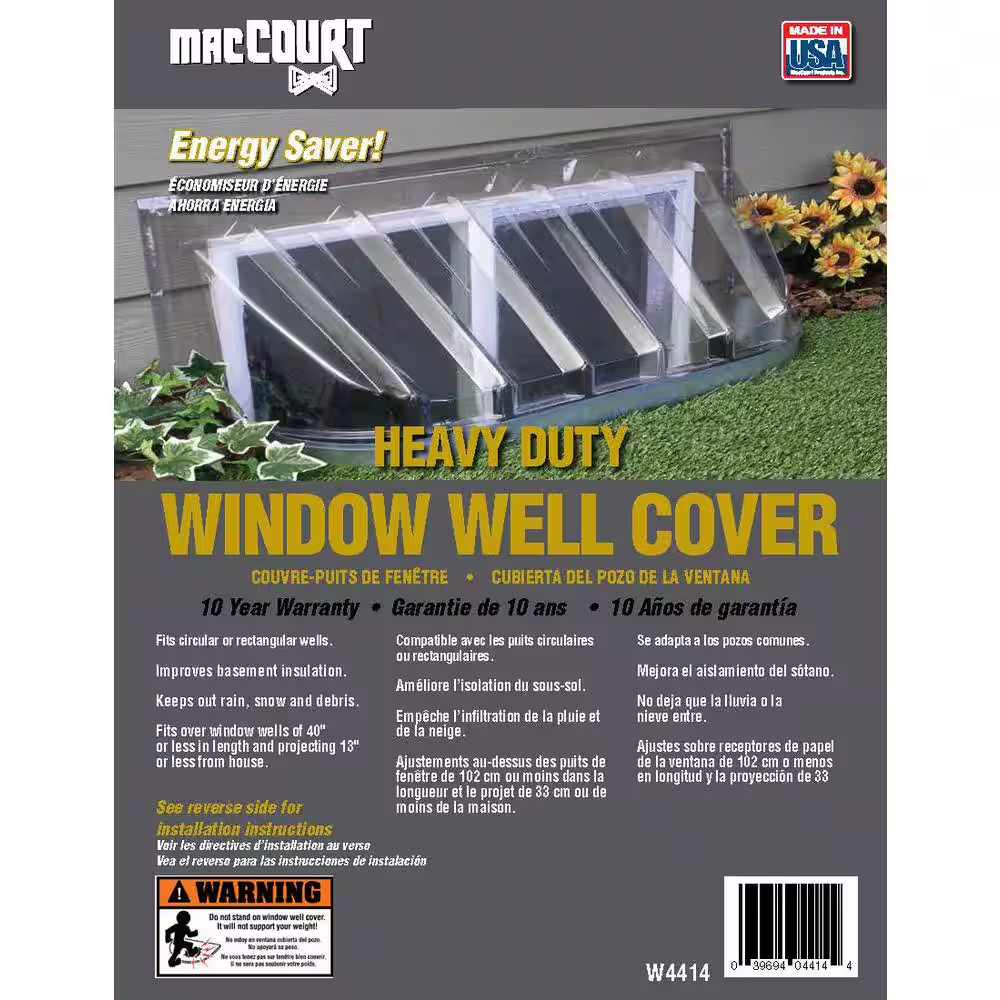 44-1/4 In. X 12 In. Rectangular Window Well Cover Plastic Heavy Duty Durable gallery