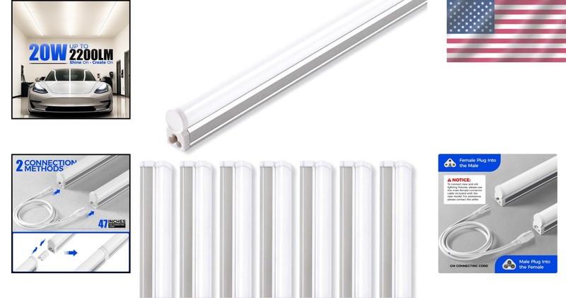 Energy-Efficient 4FT LED Shop Lighting - 2200lm, Linkable & Listed, 8 Lights gallery