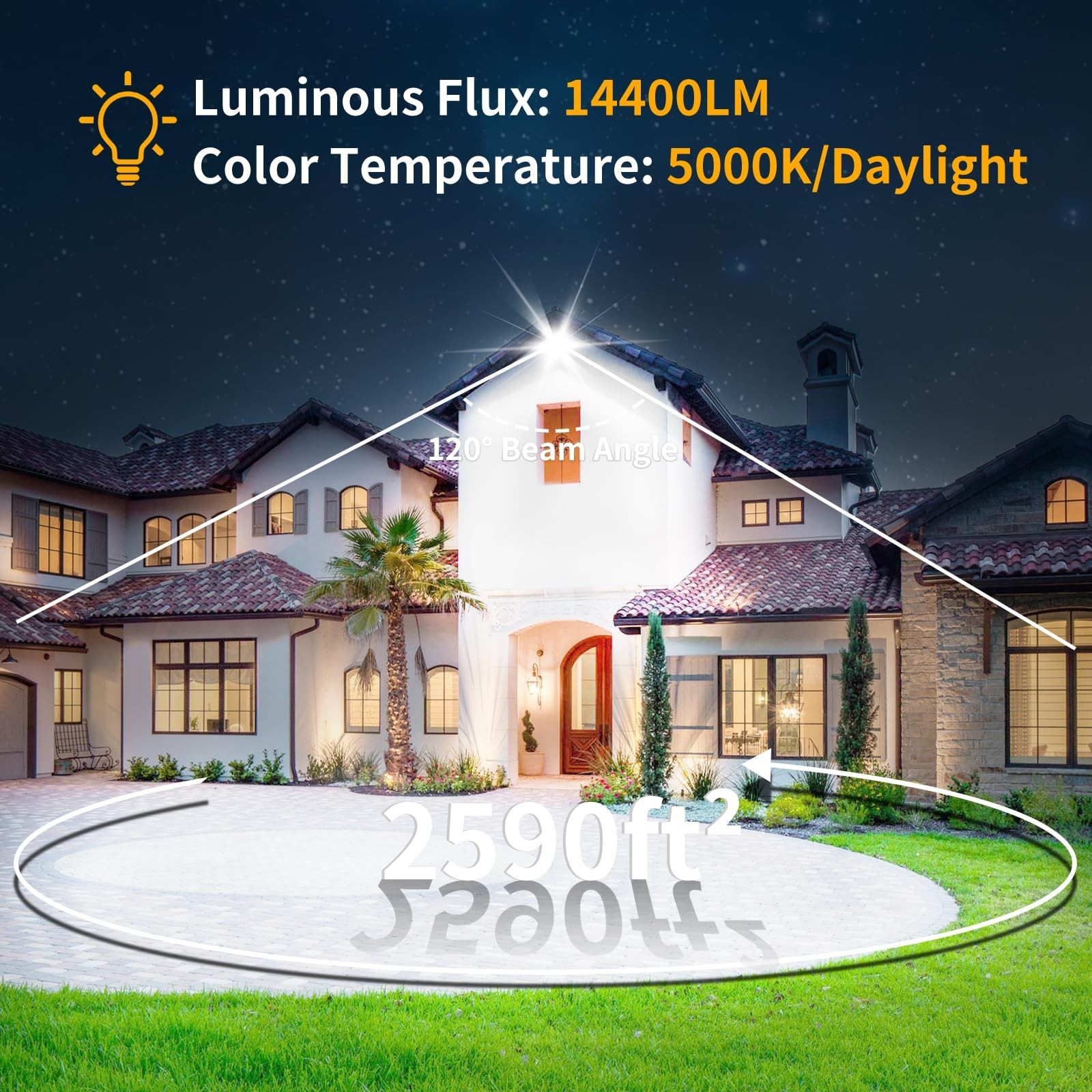 120W LED Flood Light Outdoor with 6ft Plug, 14400LM Brighter Exterior Securit... gallery