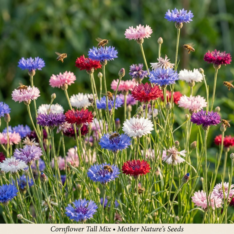 Cornflower / Bachelor Button TALL Mix Cut Flowers Butterflies Non-GMO 400 Seeds gallery