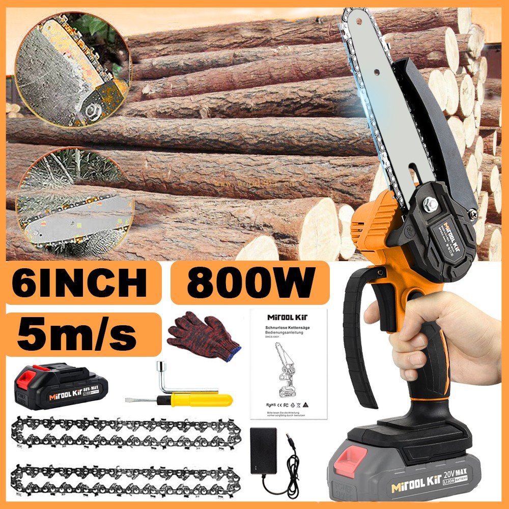 6'' Mini Handheld Electric Chainsaw Cordless Chain Saw Wood Cutter With Battery gallery