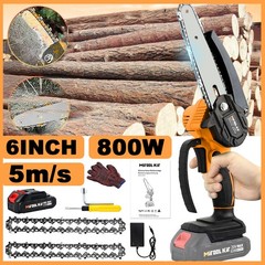 6” Mini Handheld Electric Chainsaw Cordless Chain Saw Wood Cutter With Battery