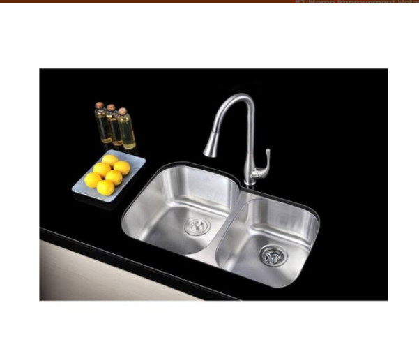 Anzzi MOORE Series Undermount Stainless Steel 32" 0-Hole 2-Bowl Kitchen Sink gallery