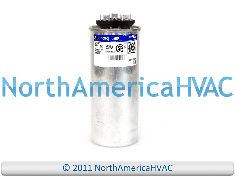 Capcom Dual Run Capacitor 45/5 uf MFD 440 Volt VAC Fit GE Genteq 27L889 27L889BX