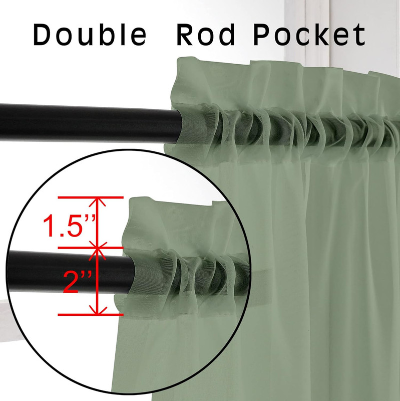Bedroom Curtains 2 Panel Sets 84" Inch Length - Transparent Light Weight Soft Wi gallery