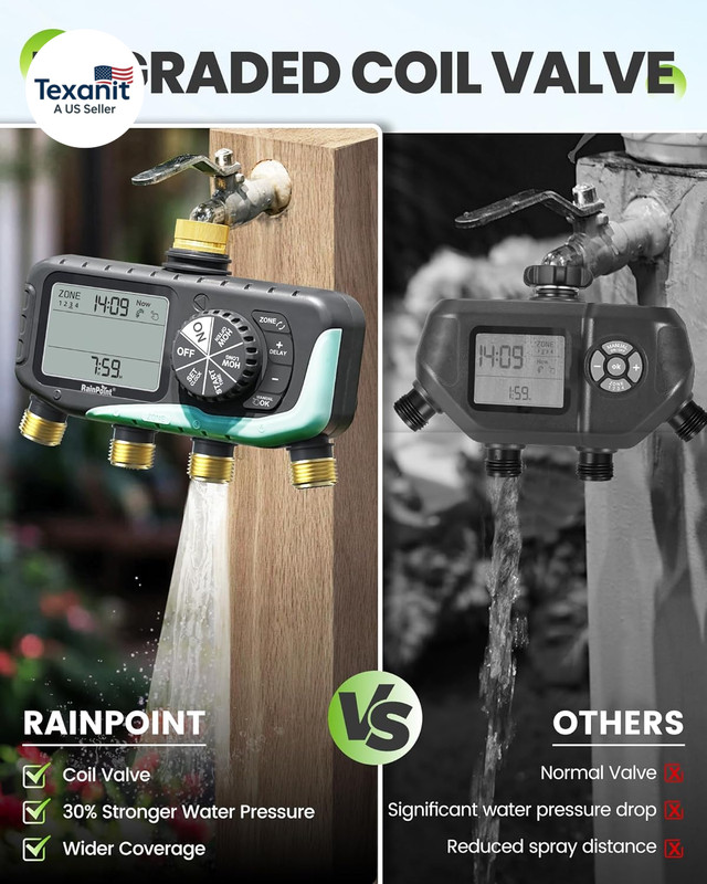 Sprinkler Timer 4 Zone, Water Timer for Programmable, for Soaker Hose with Rain gallery