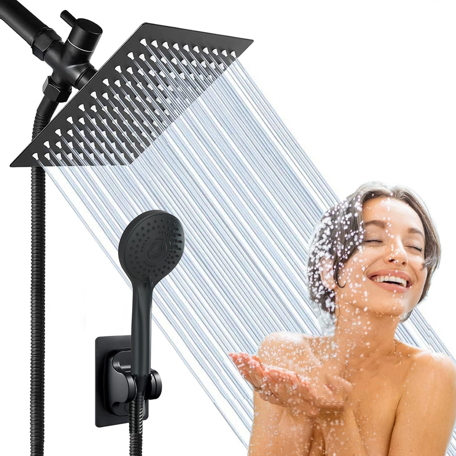 Black Shower Head with handheld Spray High Pressure 8 inch Rain Showerhead Combo gallery