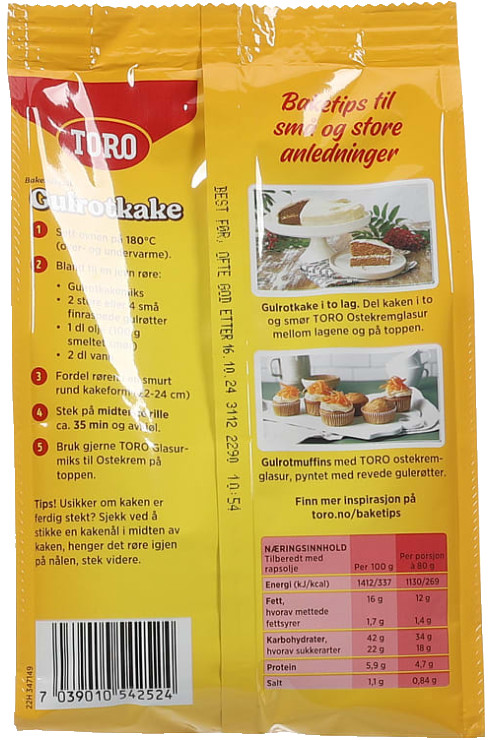 Carrot cake Baking Mix ( Toro gulrotkake ) 396g gallery