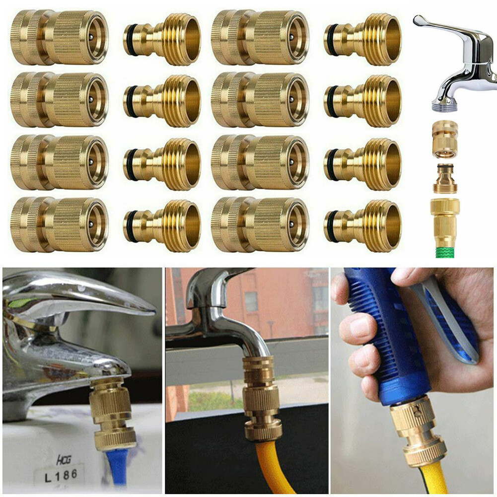 3/4" Garden Hose Quick Connector Set Brass Female Male Fittings Faucet Adapter gallery